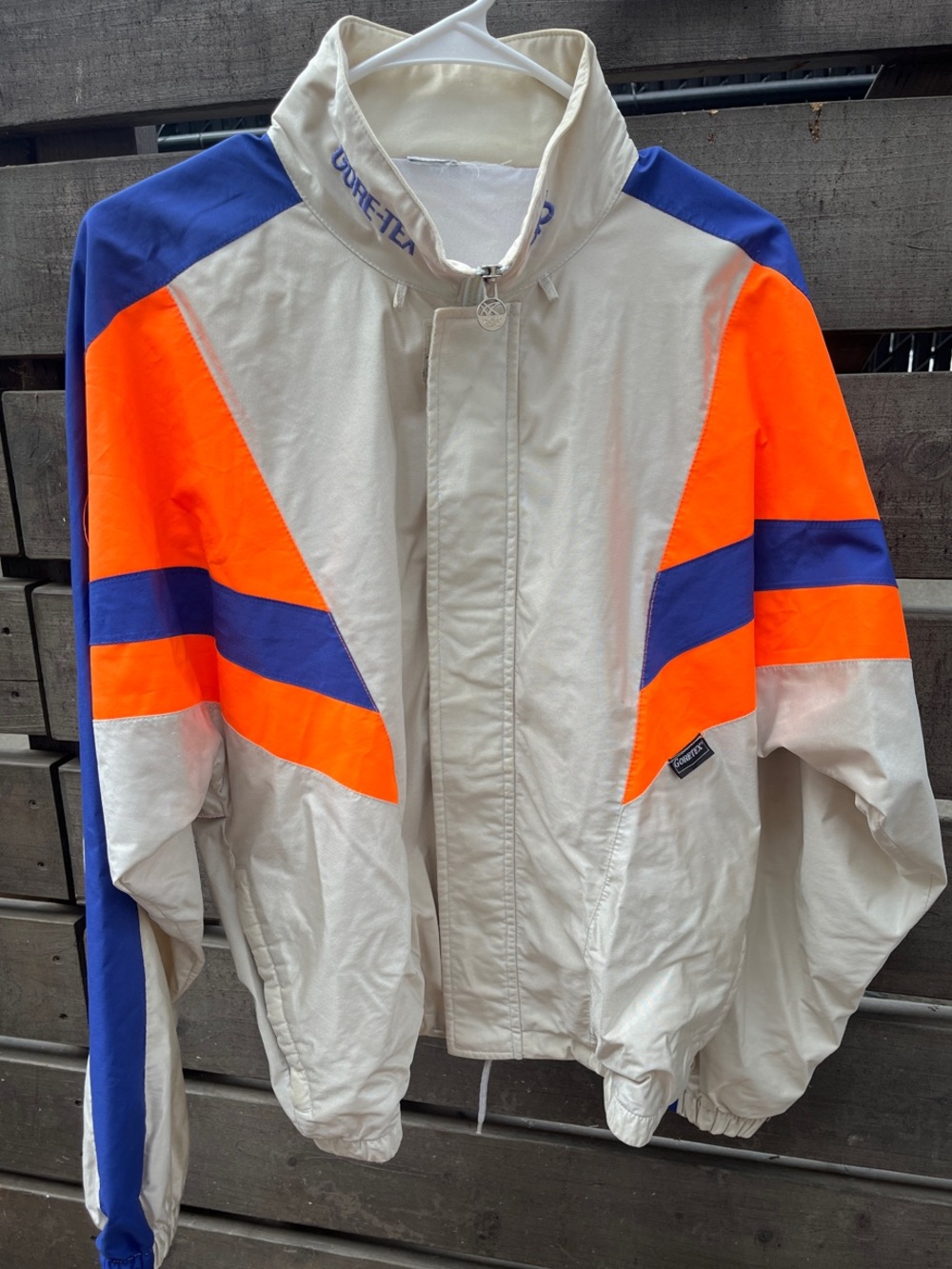 Vintage GORE-TEX Colorblock Windbreaker Jacket White Blue Orange Retro